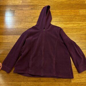 LLbean hooded fleece zip up purple jacket  womens 2x